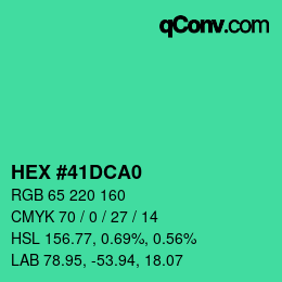 Color code: HEX #41DCA0 | qconv.com