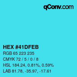 カラーコード: HEX #41DFEB | qconv.com