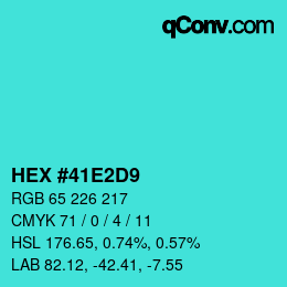颜色代码: HEX #41E2D9 | qconv.com