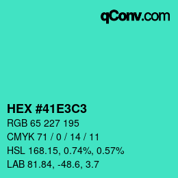 Color code: HEX #41E3C3 | qconv.com