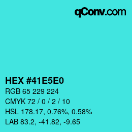 Color code: HEX #41E5E0 | qconv.com
