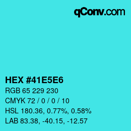 Color code: HEX #41E5E6 | qconv.com
