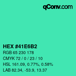 カラーコード: HEX #41E6B2 | qconv.com