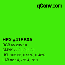 Farbcode: HEX #41EB0A | qconv.com