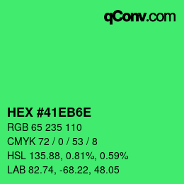 カラーコード: HEX #41EB6E | qconv.com