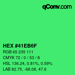 颜色代码: HEX #41EB6F | qconv.com