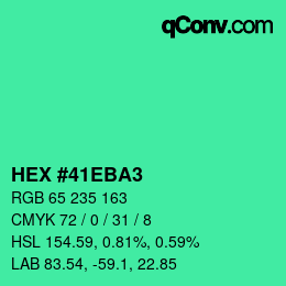カラーコード: HEX #41EBA3 | qconv.com
