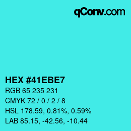 Código de color: HEX #41EBE7 | qconv.com