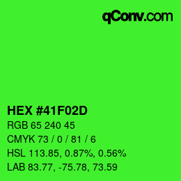颜色代码: HEX #41F02D | qconv.com