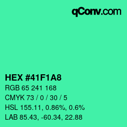 カラーコード: HEX #41F1A8 | qconv.com