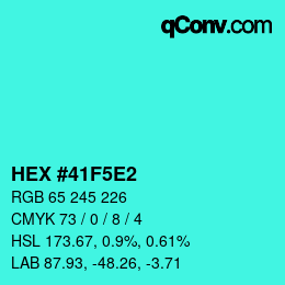 Color code: HEX #41F5E2 | qconv.com