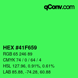Color code: HEX #41F659 | qconv.com
