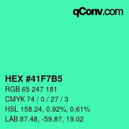 颜色代码: HEX #41F7B5 | qconv.com