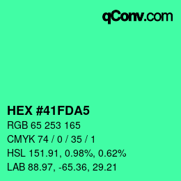 Color code: HEX #41FDA5 | qconv.com