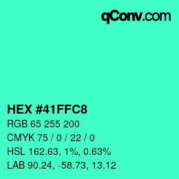 Color code: HEX #41FFC8 | qconv.com