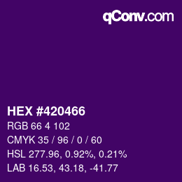 カラーコード: HEX #420466 | qconv.com