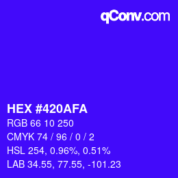 颜色代码: HEX #420AFA | qconv.com