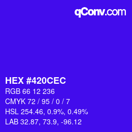 Color code: HEX #420CEC | qconv.com