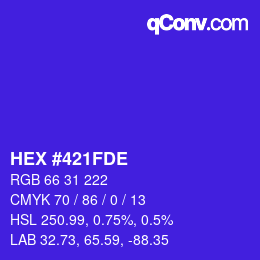 Color code: HEX #421FDE | qconv.com