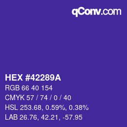Color code: HEX #42289A | qconv.com