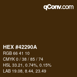 Color code: HEX #42290A | qconv.com