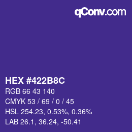 Color code: HEX #422B8C | qconv.com