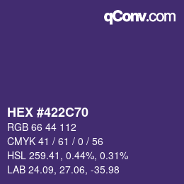 カラーコード: HEX #422C70 | qconv.com