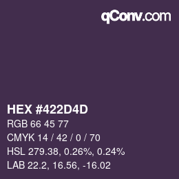 Color code: HEX #422D4D | qconv.com