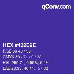颜色代码: HEX #422E9E | qconv.com