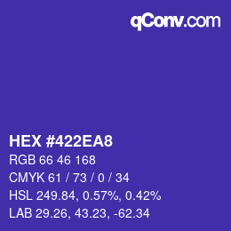 Color code: HEX #422EA8 | qconv.com
