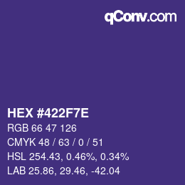Color code: HEX #422F7E | qconv.com