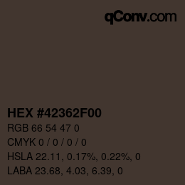 Color code: HEX #42362F00 | qconv.com