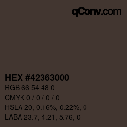 Color code: HEX #42363000 | qconv.com
