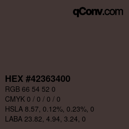 Color code: HEX #42363400 | qconv.com