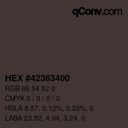 カラーコード: HEX #42363400 | qconv.com