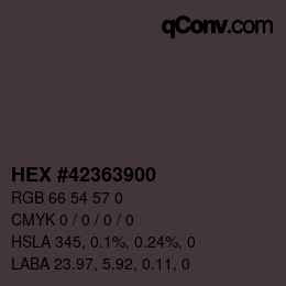 Color code: HEX #42363900 | qconv.com