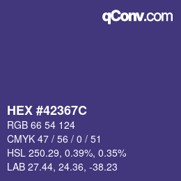 カラーコード: HEX #42367C | qconv.com