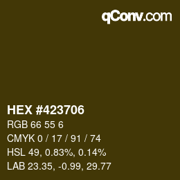 Color code: HEX #423706 | qconv.com