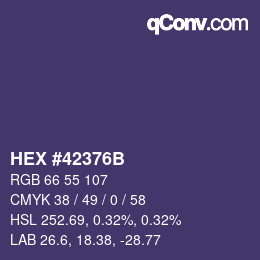 颜色代码: HEX #42376B | qconv.com