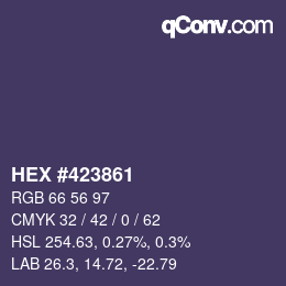 颜色代码: HEX #423861 | qconv.com