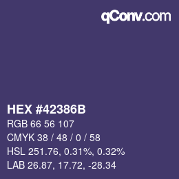 Color code: HEX #42386B | qconv.com