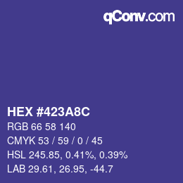 Color code: HEX #423A8C | qconv.com