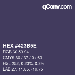 颜色代码: HEX #423B5E | qconv.com