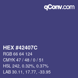 Color code: HEX #42407C | qconv.com