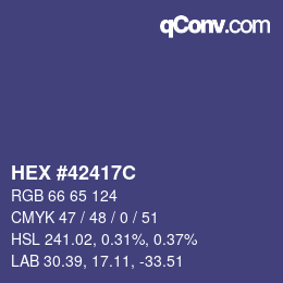 Farbcode: HEX #42417C | qconv.com
