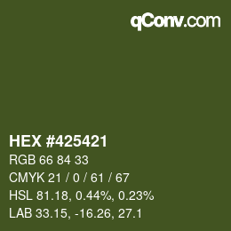 颜色代码: HEX #425421 | qconv.com
