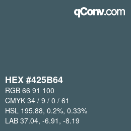 Farbcode: HEX #425B64 | qconv.com