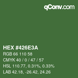 Color code: HEX #426E3A | qconv.com