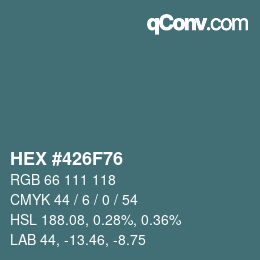 颜色代码: HEX #426F76 | qconv.com