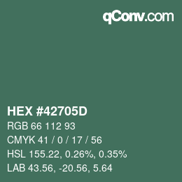 カラーコード: HEX #42705D | qconv.com